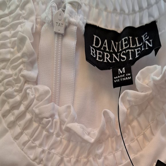 NWT DANIELLE BERNSTEIN x MACYS Womens DRESS white Puff Sleeve Calf midi STUNNING - Picture 3 of 5